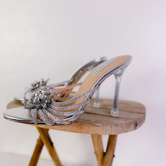 Steve Madden Pamola Rhinestone Heels Sandals Silver Glam Gatsby Party sz 7.5 NEW - Picture 10 of 10